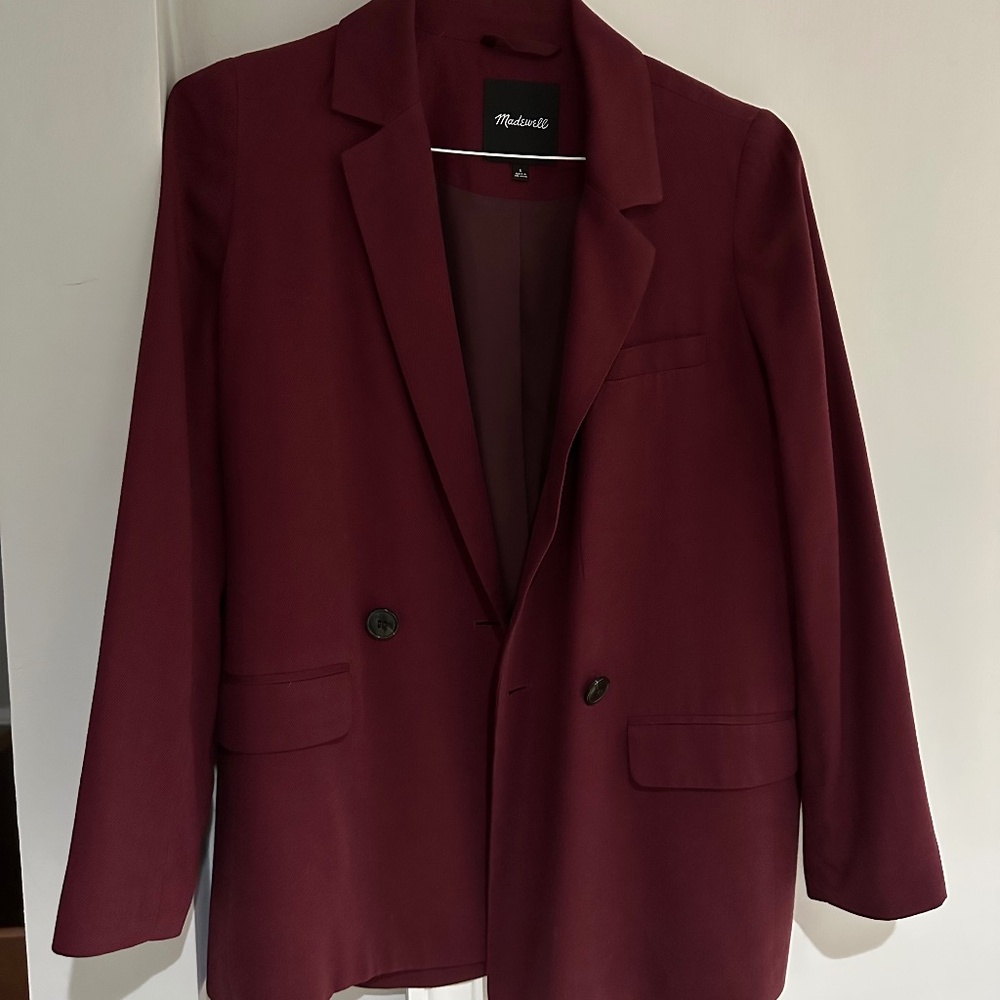 Madewell drapeweave caldwell double-breasted blazer